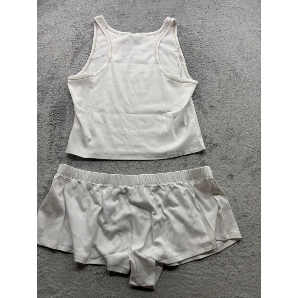 Florence by Mills Womens‎ White Ribbed Tank and Shorts Pajama Set XXL RFM0131